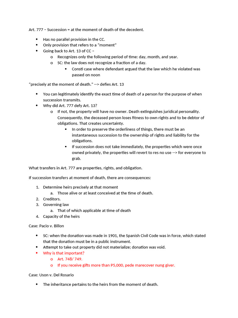 SUCCESSION Day2 | PDF | Inheritance | Private Law