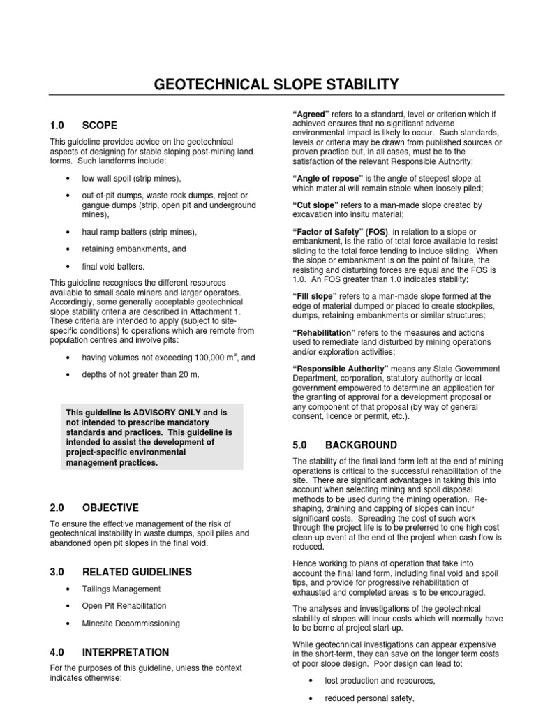 Geotechnical Slope Stability Guidelines | PDF | Geotechnical ...