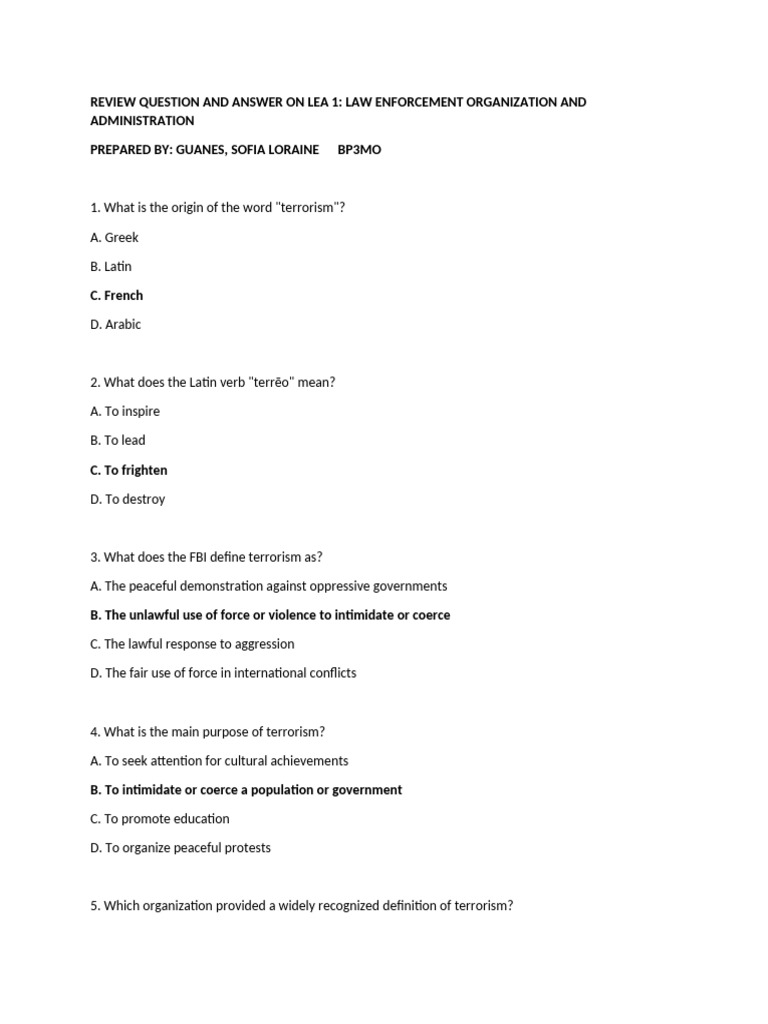 Review Question and Answer On Lea 1 | PDF | Hezbollah