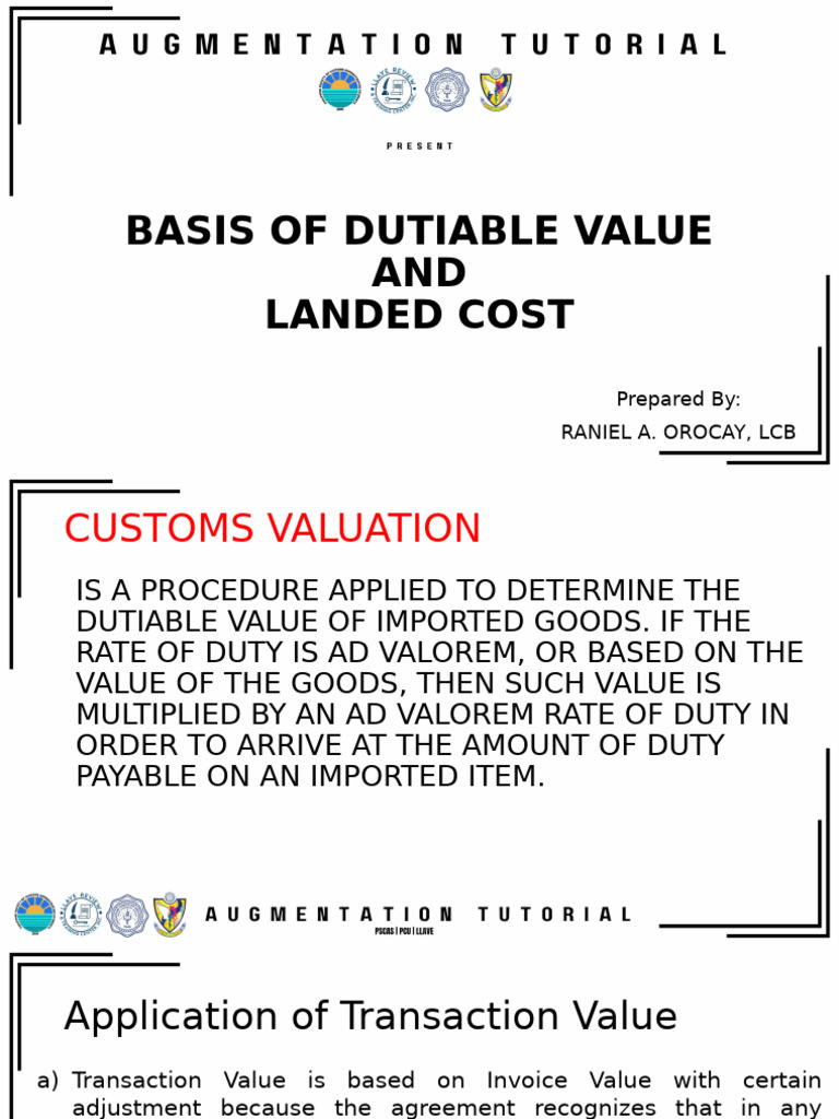 Dutiable Value and Landed Cost Guide | PDF | Freight Transport | Trade