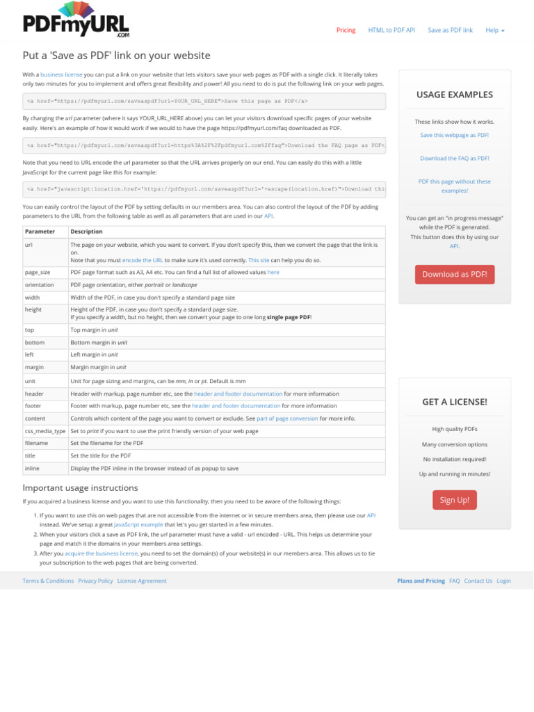 Add 'Save as PDF' Link to Website | PDF | Hypertext | Web Development