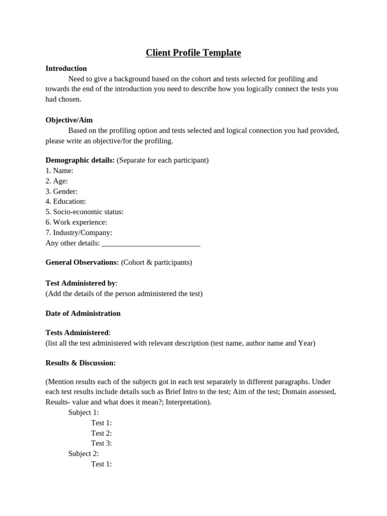 Client Profile Template | PDF