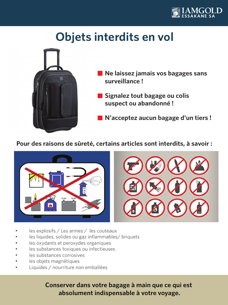 Objets Interdits en Vol : Sécurité des Bagages | PDF