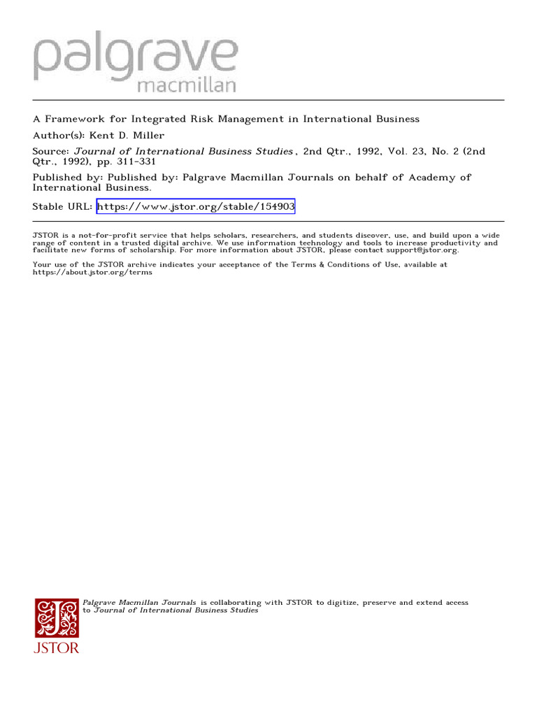 Integrated Risk Management Framework | PDF | Risk | Futures Contract