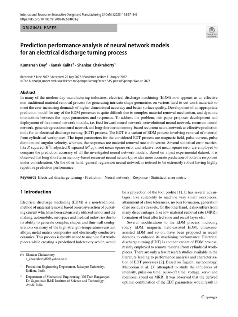 Neural Network Models for EDT Prediction | PDF | Artificial Neural ...