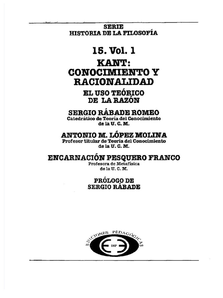 Kant. Vol1. 15. | PDF | Immanuel Kant | Crítica de la razón pura