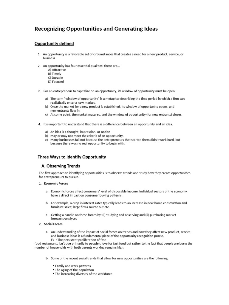 Recognizing Opportunities and Generating Ideas | PDF | Copyright | Patent