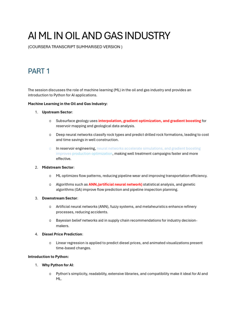 Ai ML in Oil and Gas Industry | PDF | Petroleum Reservoir | Machine ...
