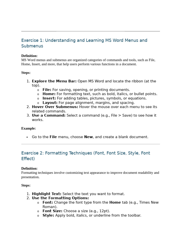 Mastering MS Word Menus and Formatting | PDF | Microsoft Word | Menu ...
