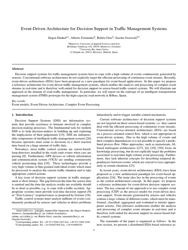 Event-Driven Architecture for Traffic DSS | PDF | Decision Support ...