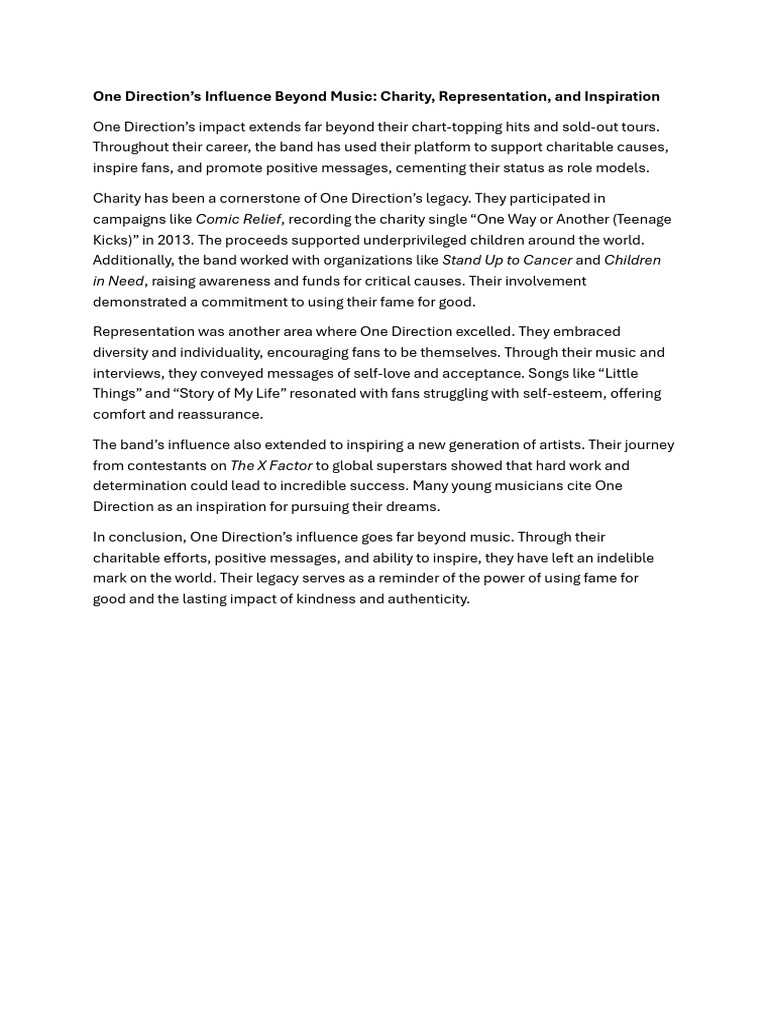 One Direction's Influence Beyond | PDF