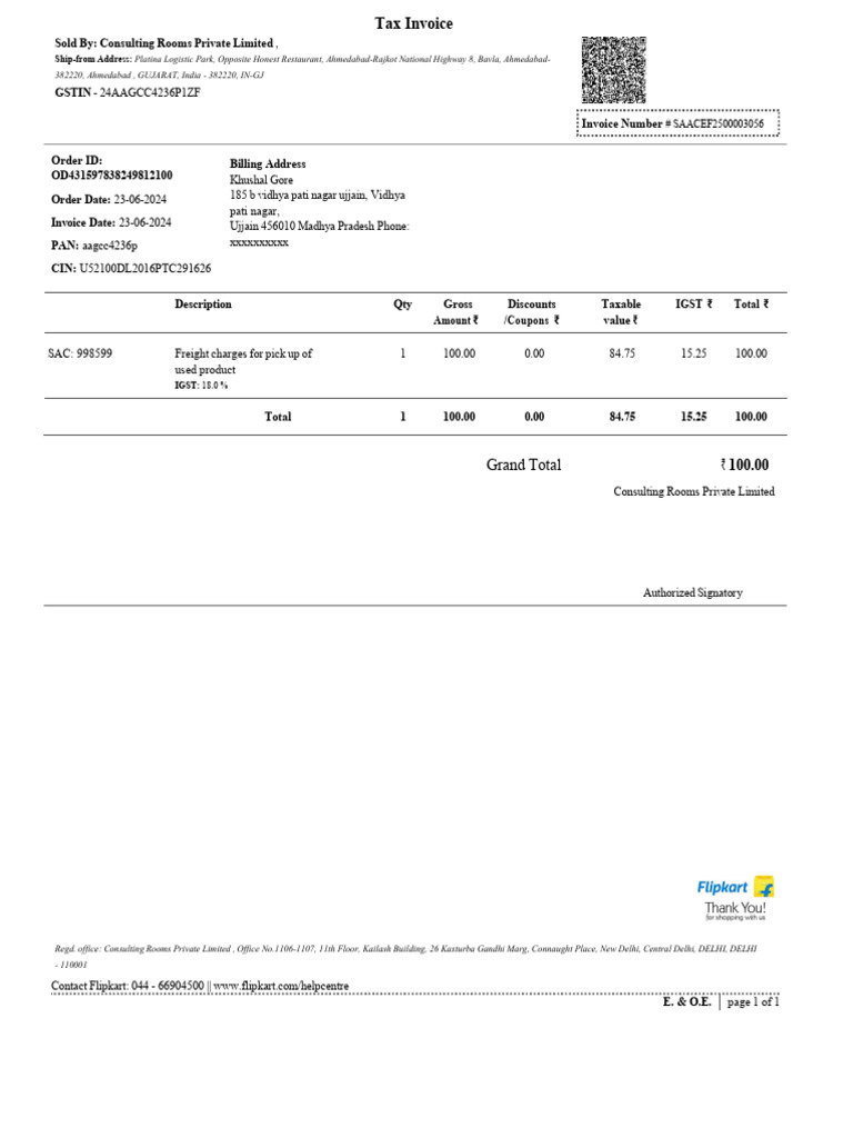 Mauri Anz Tax Invoice