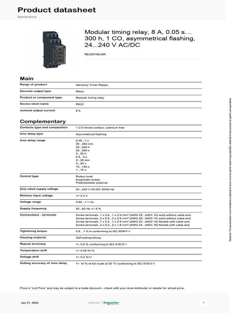 Modular Timing Relay 8A 24-240V | PDF | Relay | Electric Power