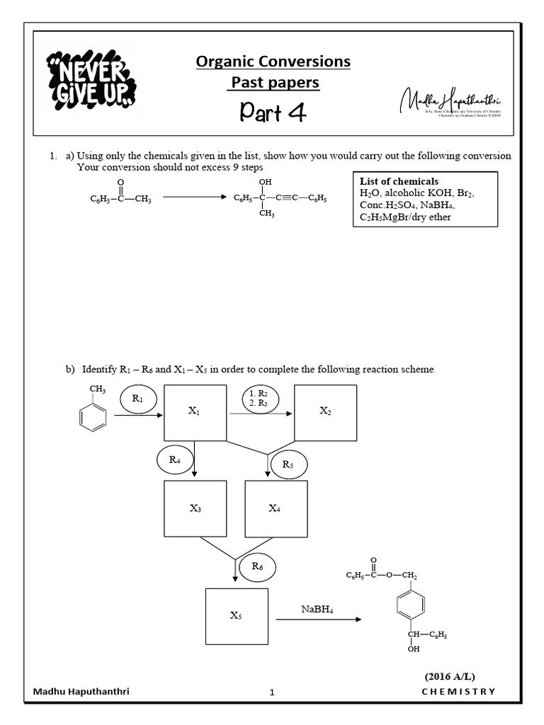 Organic Chemistry Reaction Conversions Guide | PDF | Unit Processes ...