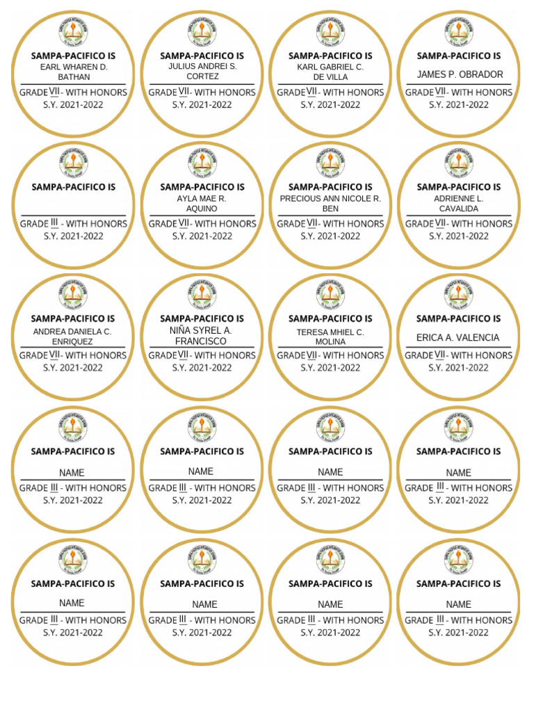 List of Student Names and Grades | PDF