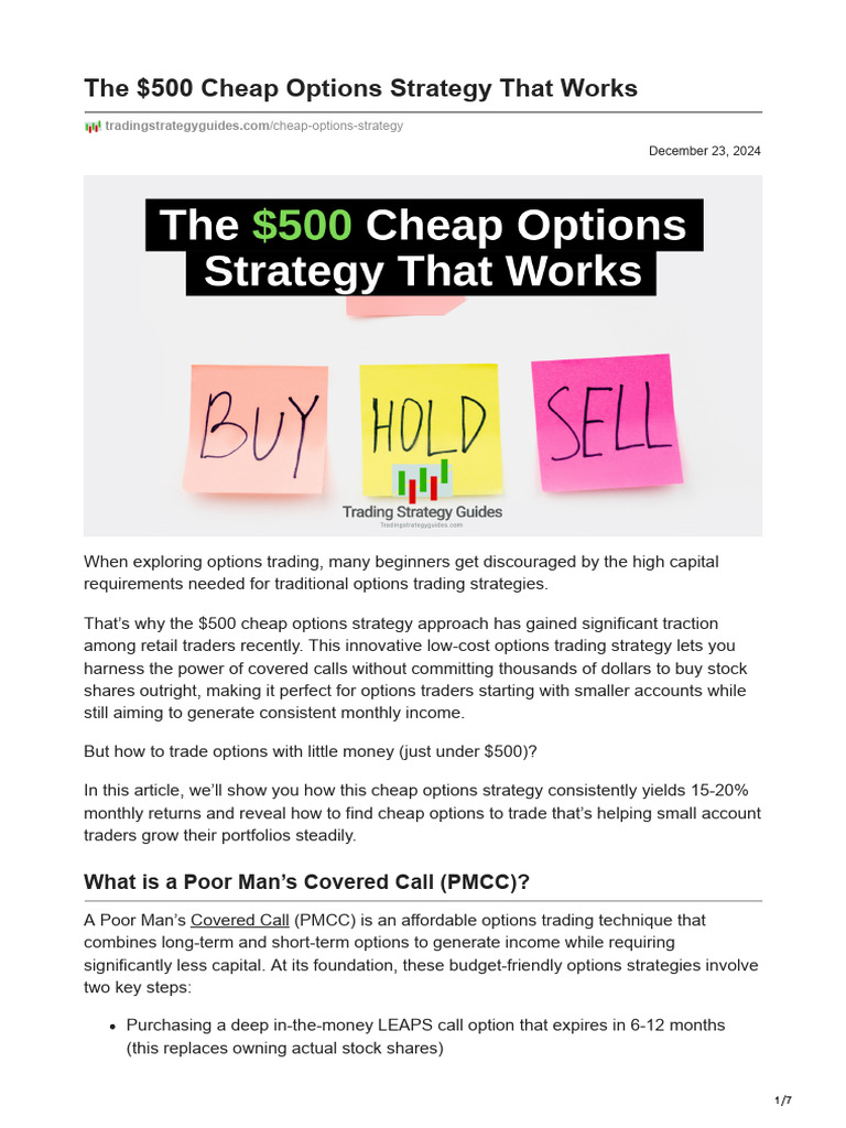 $500 Cheap Options Trading Strategy | PDF