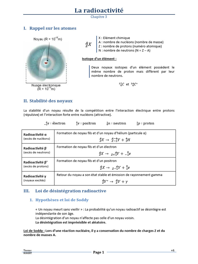 Comprendre la radioactivité et ses lois | PDF | Noyau atomique | Neutron