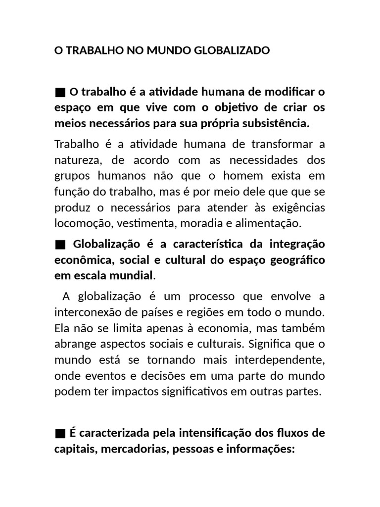 Trabalho e Globalização: Desafios e Oportunidades | PDF | Terceirização ...
