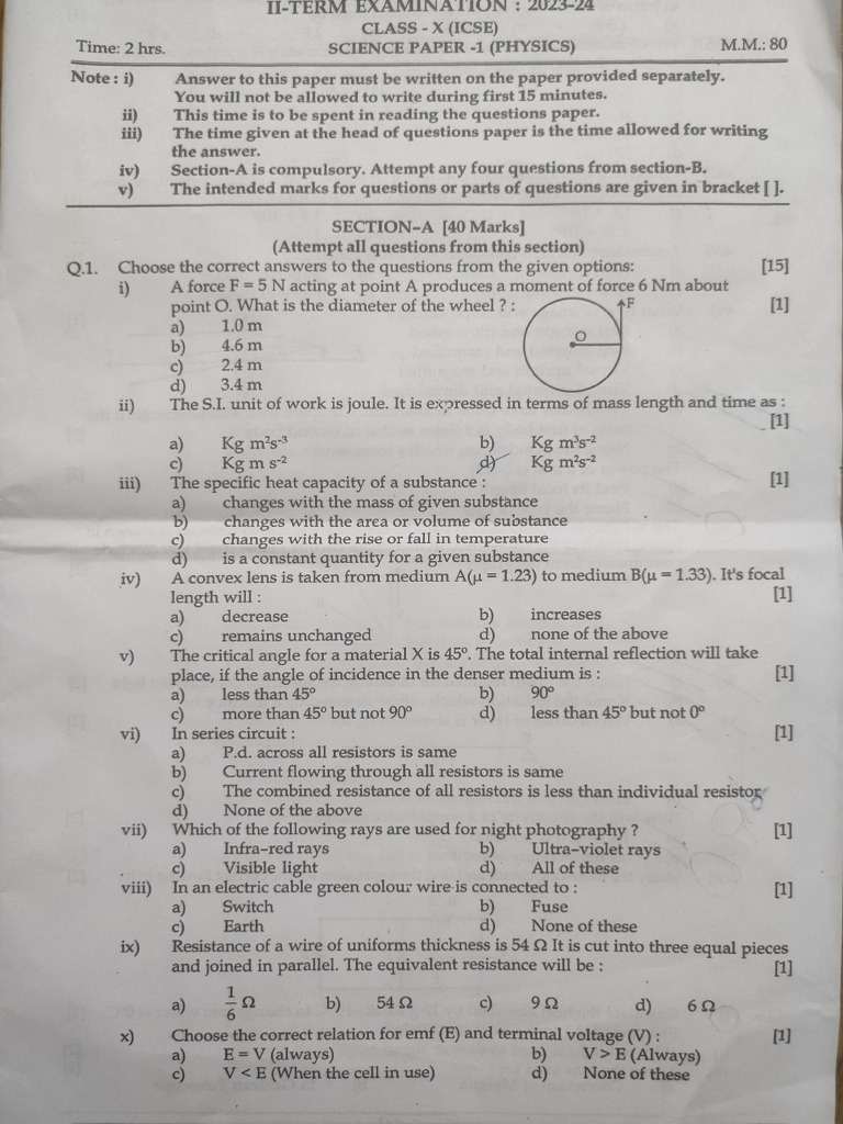 Physics 10th Practice Paper | PDF