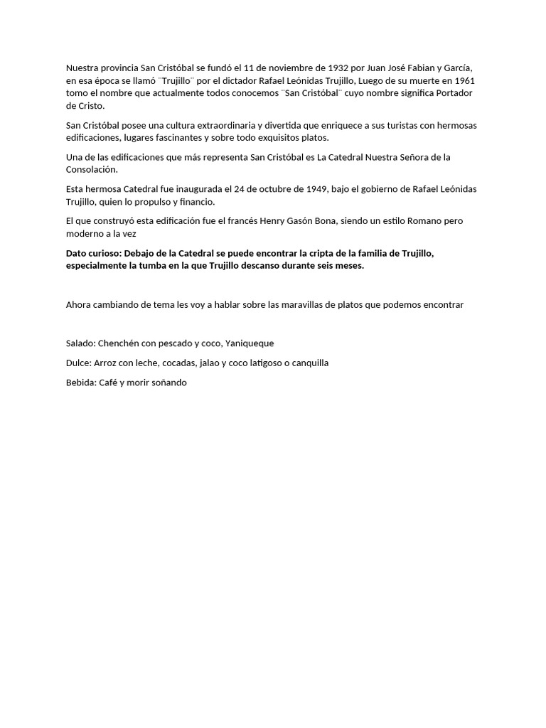 Historia y cultura de San Cristóbal | PDF