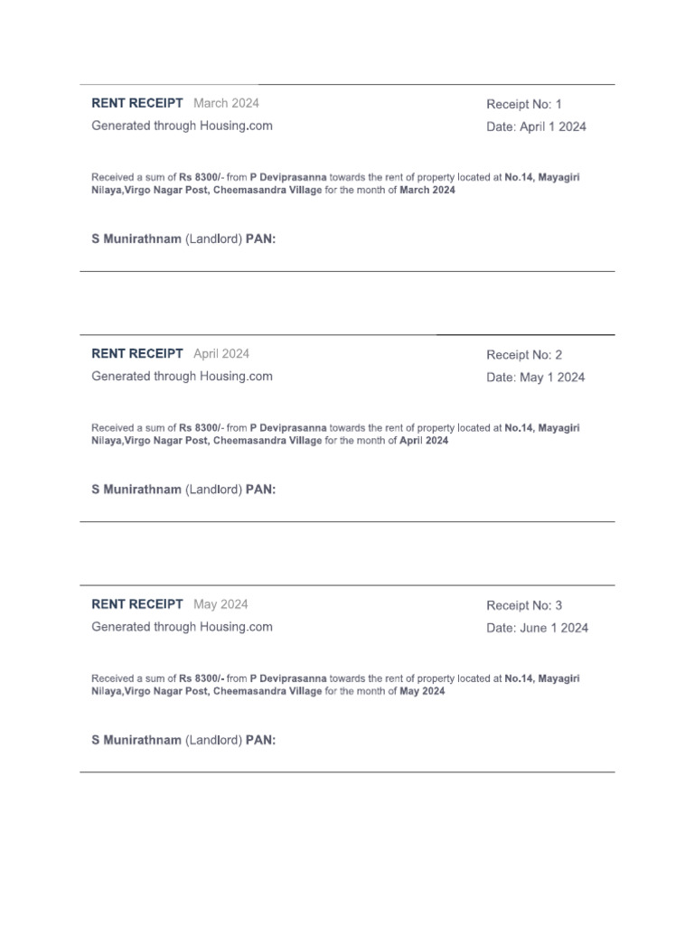 Rent Receipts | PDF