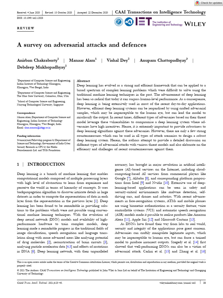 Adversarial Attacks and Defenses Survey | PDF | Artificial Neural ...