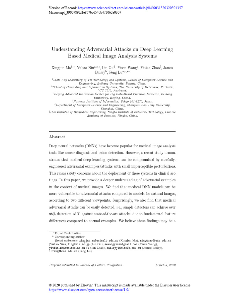 Adversarial Attacks in Medical Imaging | PDF | Deep Learning | Medical ...