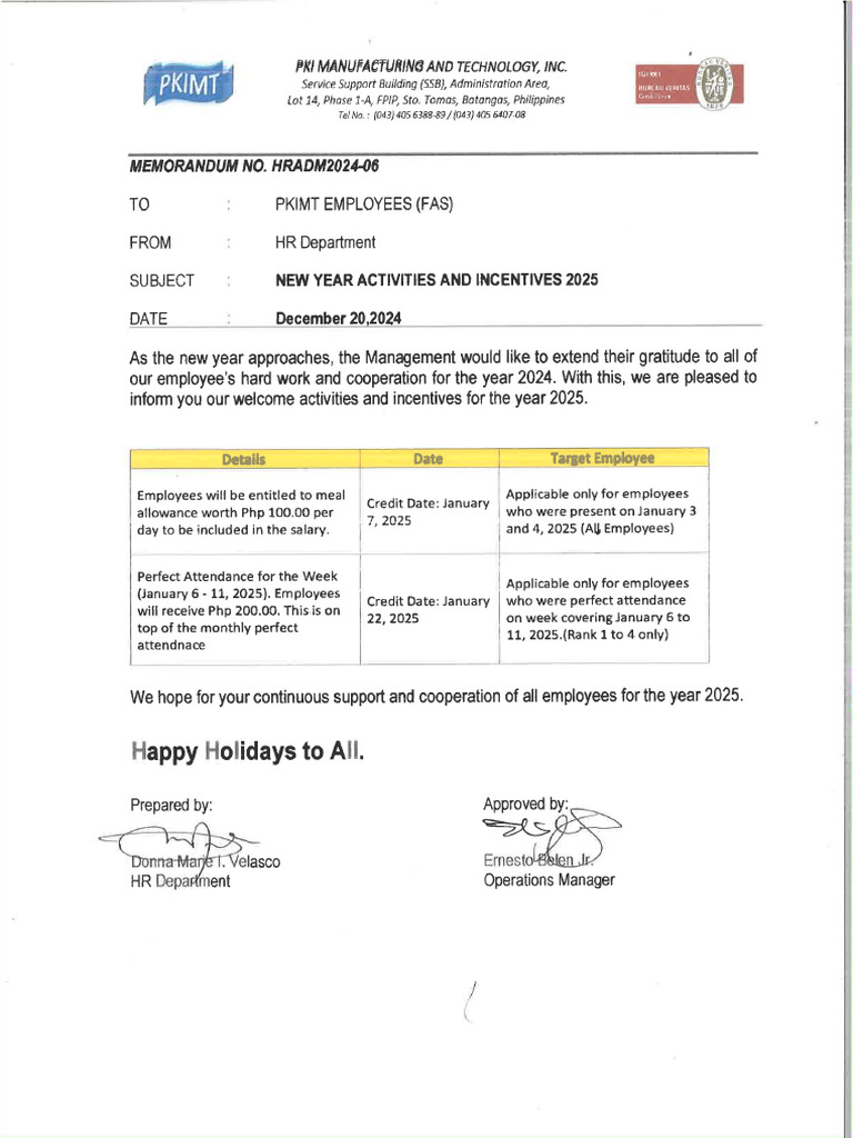 New Year Activities and Incentives 2025 | PDF
