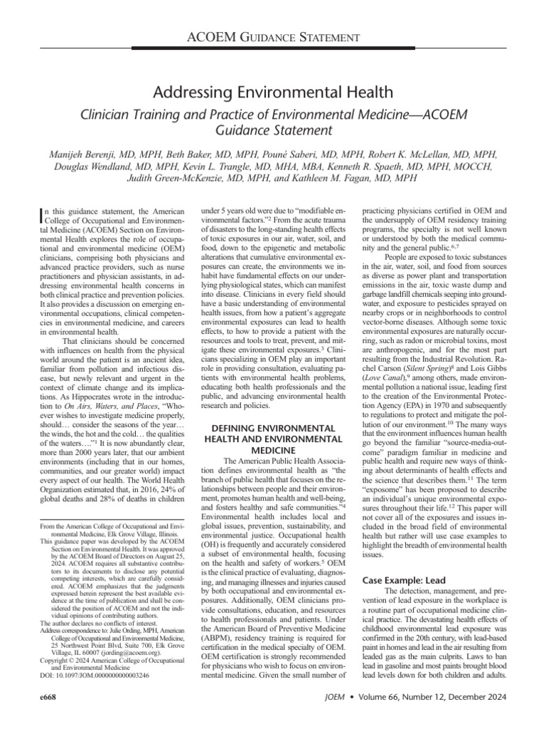 Addressing Environmental Health Clinician.26 | PDF | Environmental ...
