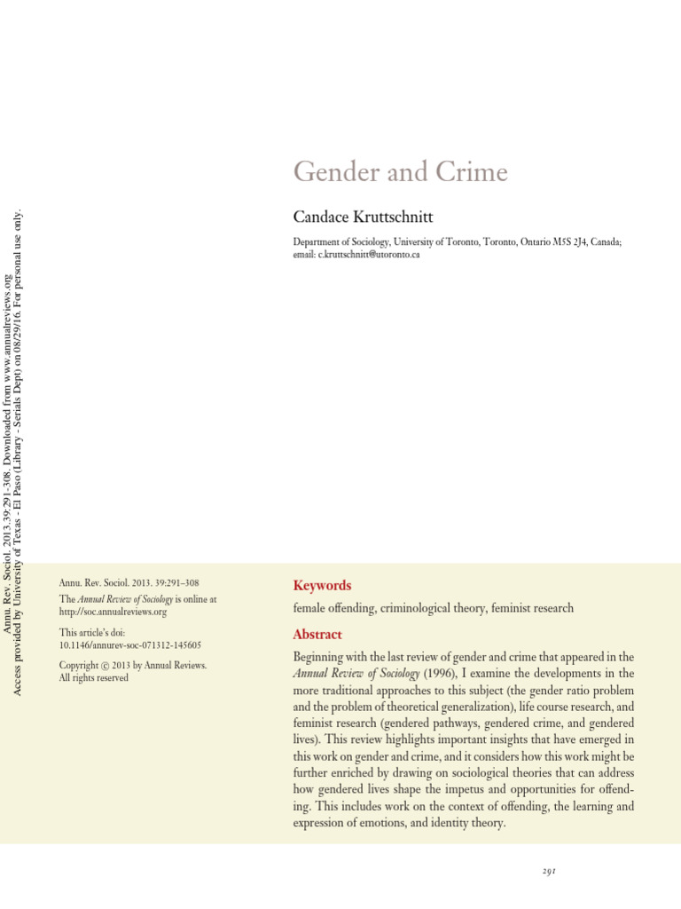Advances in Gender and Crime Research | PDF | Criminology | Crimes