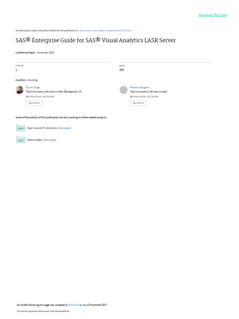 SAS® Enterprise Guide For SAS® Visual Analytics LASR Server | PDF | Sas ...