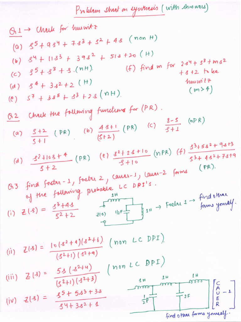 Problem Sheet Synthesis | PDF