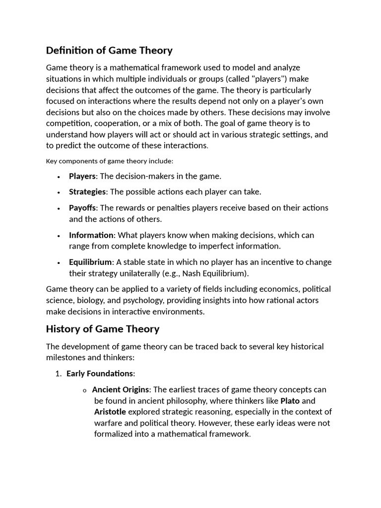 Definition of Game Theory | PDF | Game Theory | Auction