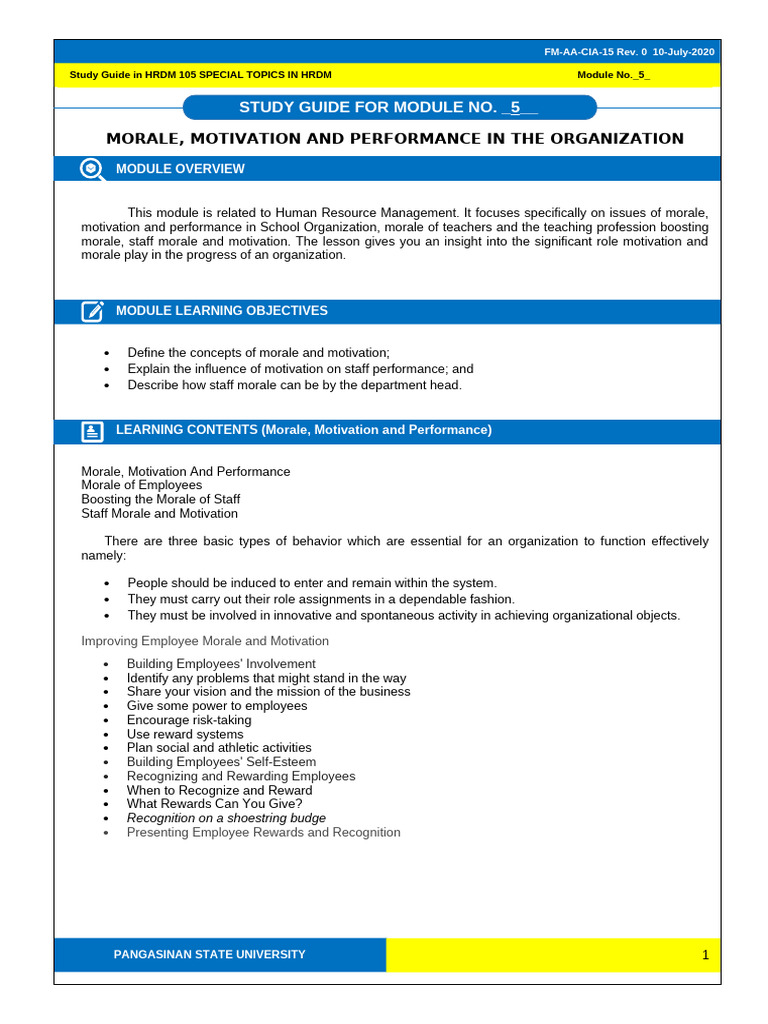 Morale and Motivation in Organizations | PDF | Motivational | Motivation
