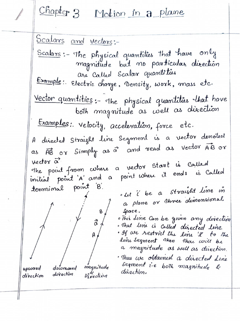 Chapter 3. Motion in A Plane-1 | PDF