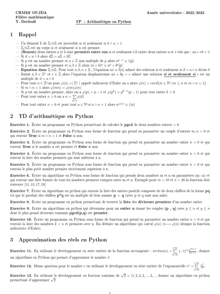 Fonction indicatrice en Python | PDF | Nombre premier | Concepts ...