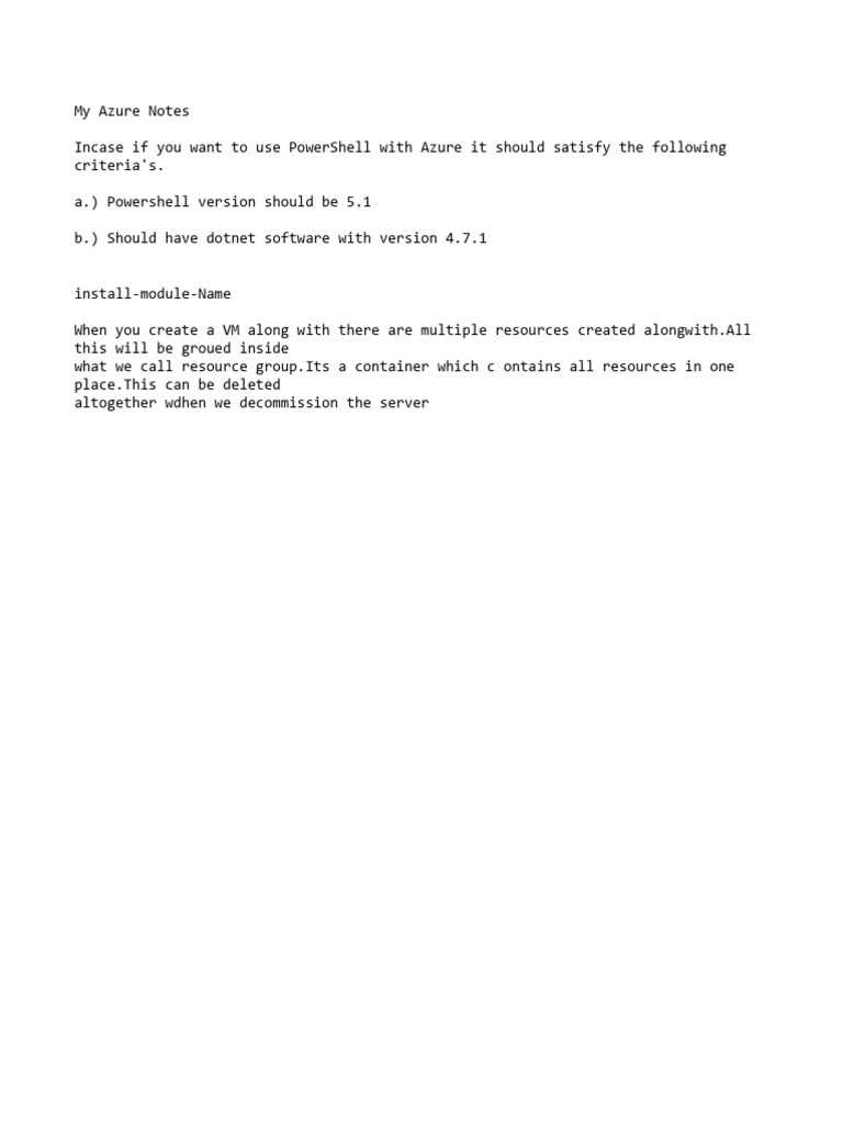 Azure Notes for PowerShell Users | PDF