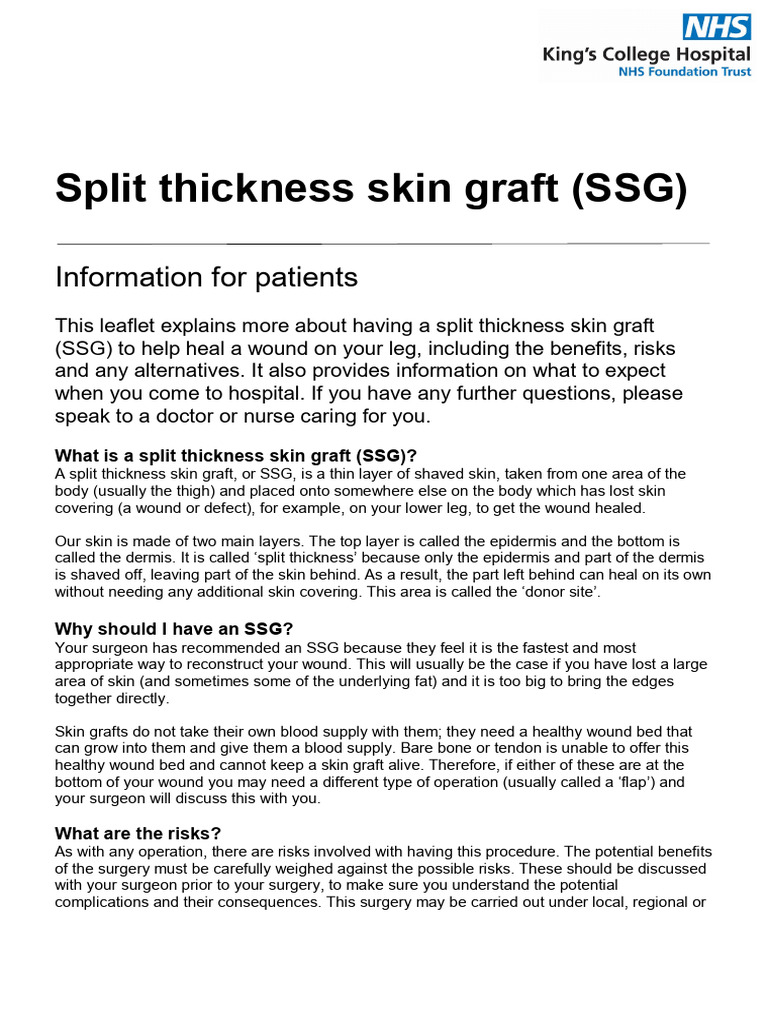 Understanding Split Thickness Skin Grafts | PDF | Wound | Surgery