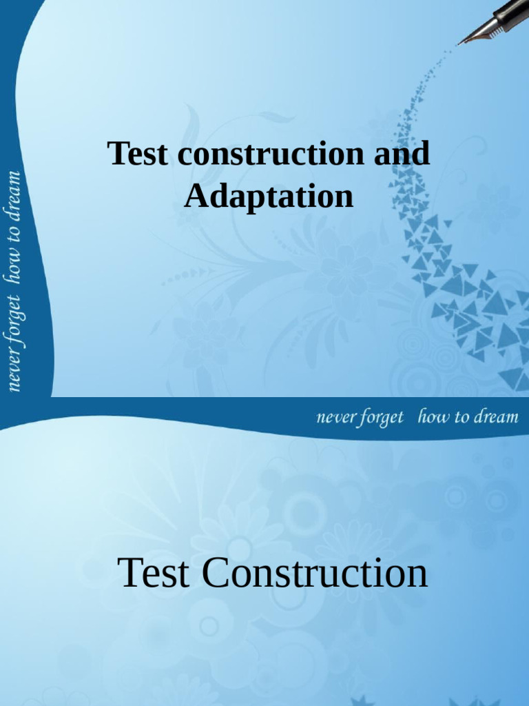 Slide 6 - Test Construction and Adaptation | PDF | Validity (Statistics ...
