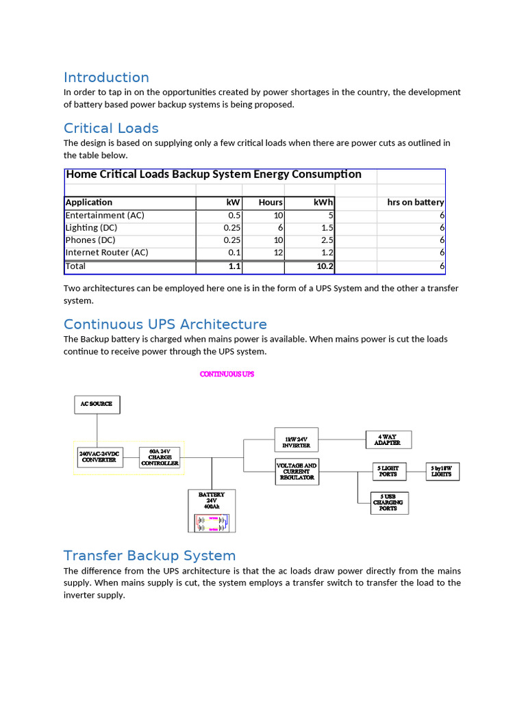 UPS System for Critical Load Backup | PDF | Power Inverter | Mains ...