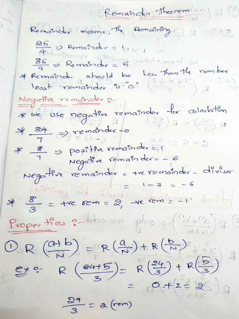 Remainder Theorem Pdf