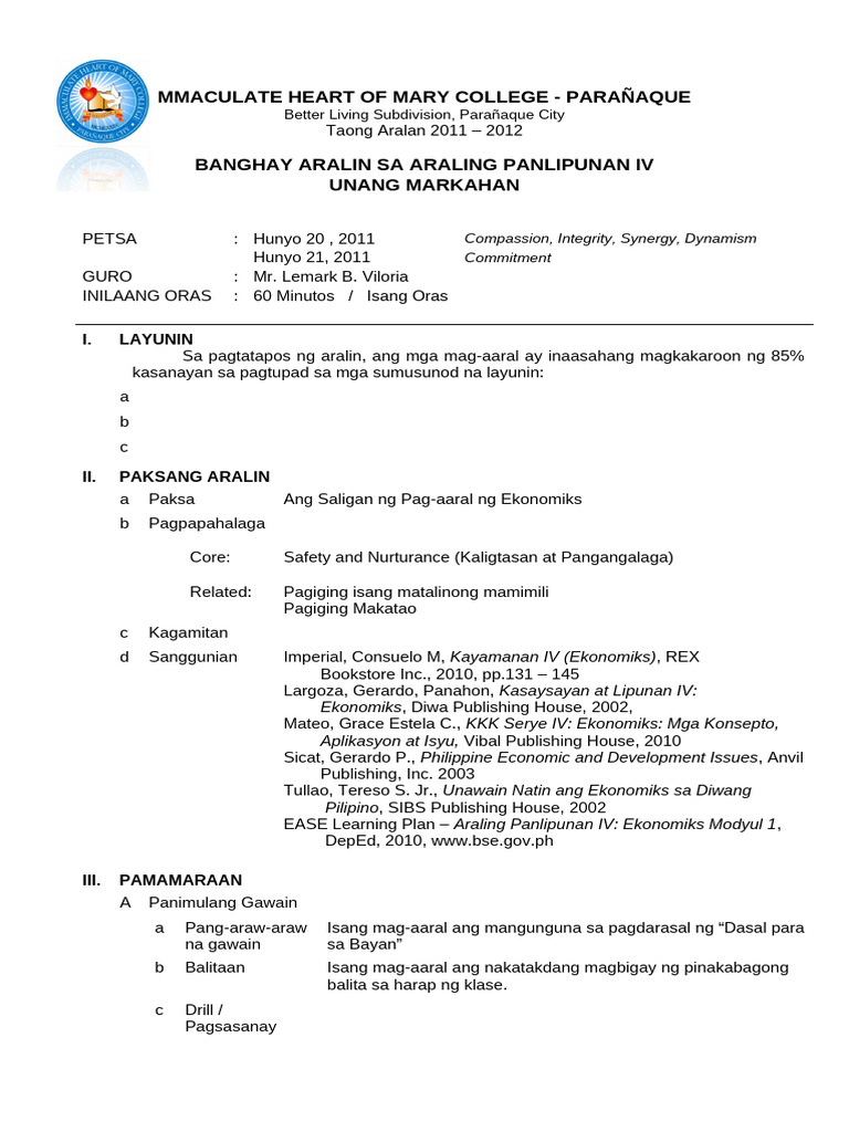 Lesson Plan Format | PDF