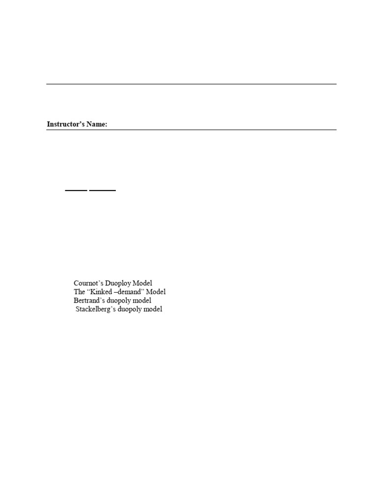 Micro II Handout | PDF | Oligopoly | Monopoly