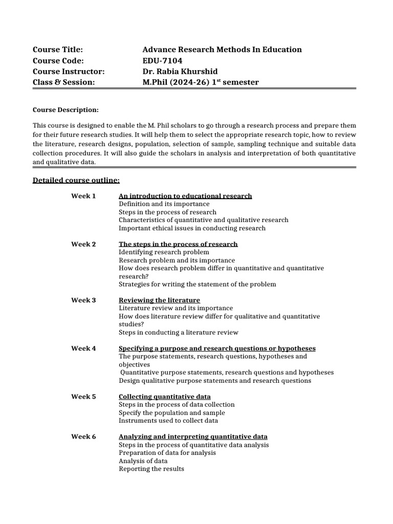 Advanced Research Methods in Education | PDF | Qualitative Research ...