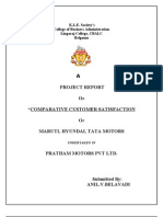 A Project Report O "Comparative Customer Satisfaction O Maruti, Hyundai, Tata Motors