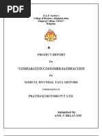 A Project Report O "Comparative Customer Satisfaction O Maruti, Hyundai, Tata Motors