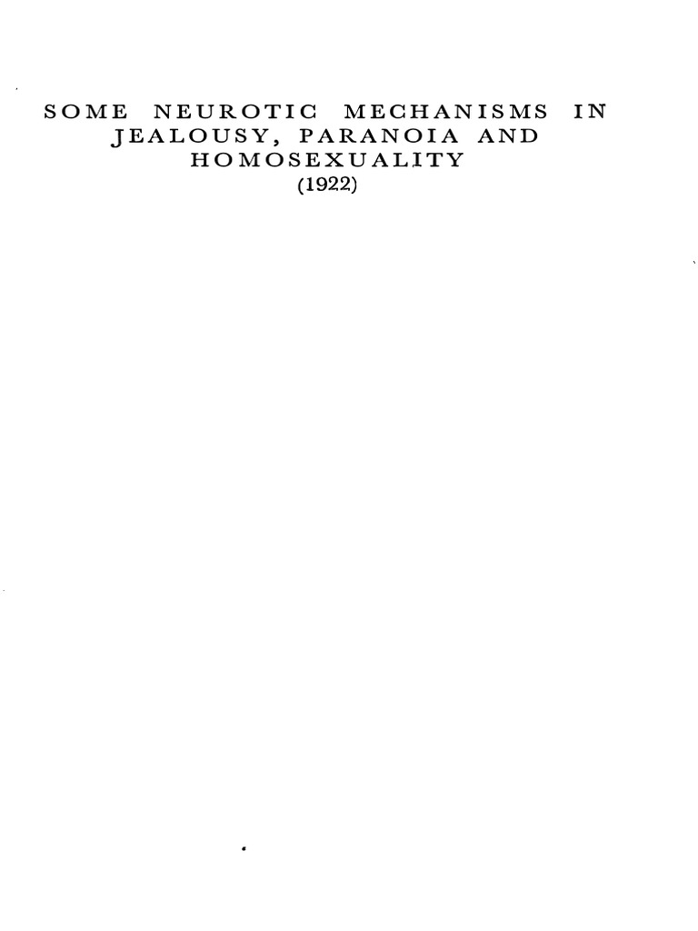 Neurotic Mechanisms in Jealousy | PDF | Paranoia | Neurosis