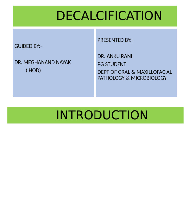 Decalcification in Oral Pathology | PDF