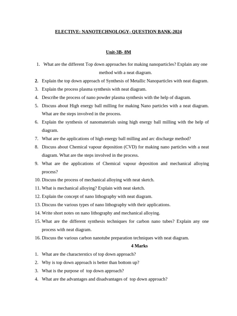 NT MID II Question Bank | PDF | Nanotechnology | Scanning Electron ...