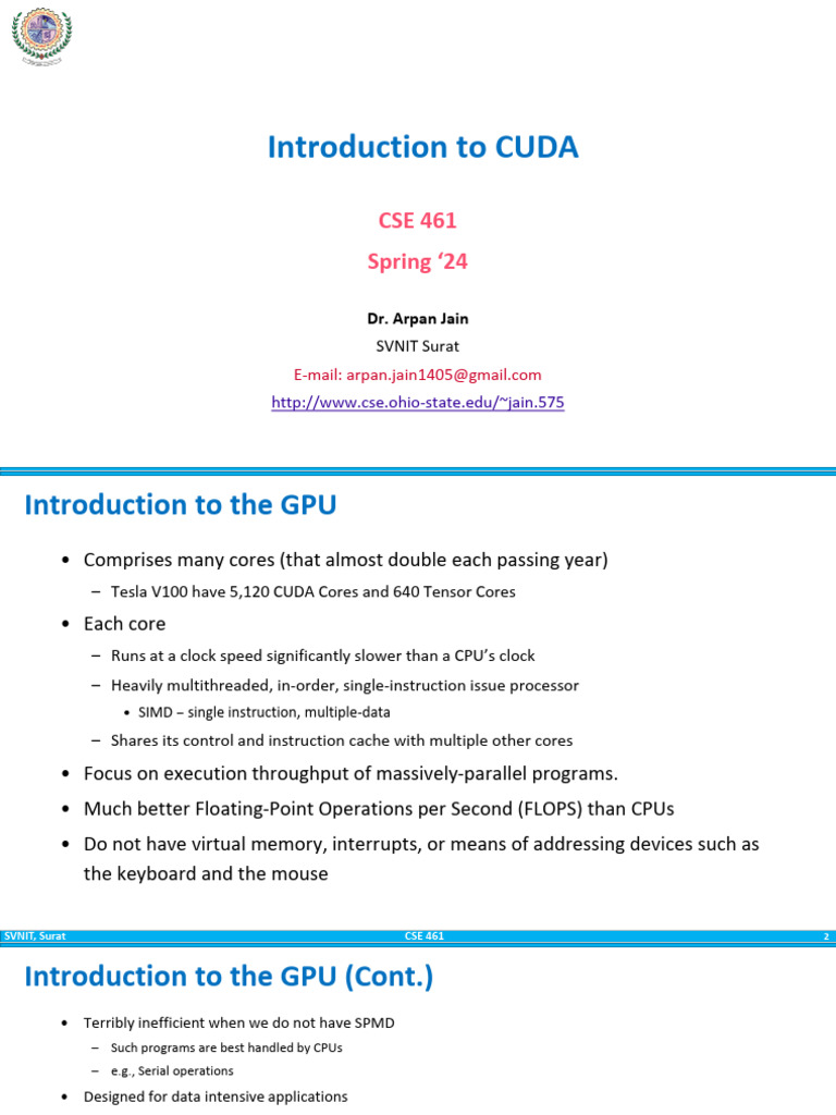 Introduction to CUDA Programming Basics | PDF | Graphics Processing ...